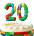 Green Red 20th Birthday Candles, Number 20 Candle Cake Topper for Building