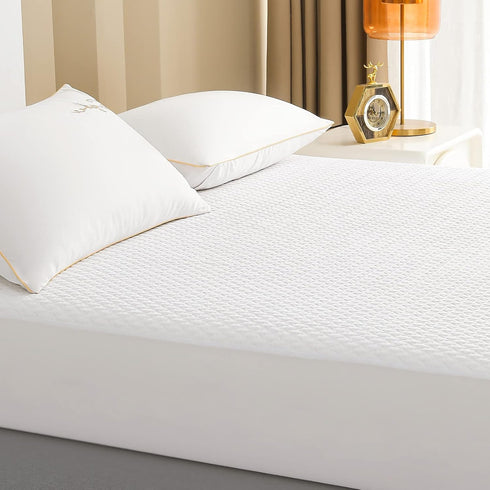 Reaks Queen Size Waterproof Mattress Protector, Cooling Mattress Cover with Fitted Deep Pocket Up to 18''