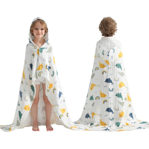 Toddler Hooded Bath Towels,100% Cotton Muslin Baby Towels for Boys Girls,Ultra Soft