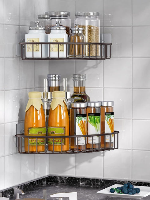 2-Pack SUS304 SMARTAKE Corner Shower Caddy, Stainless Steel, Wall Mounted Bathroom Shelf with Adhesive, Storage