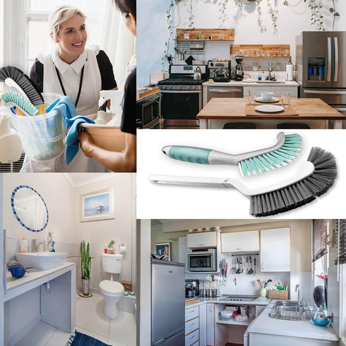 HONGSAGE 2Pcs Cleaning Brushes, Multi-Purpose Right Angle Brush Scrubbing Kitchen Bathroom Deep Cleaning Edge Corner