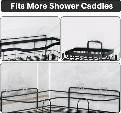 FEPTUASE (Double*4pcs) Shower Caddy Adhesive Replacement, Transparent Strong Adhesive Hooks, No Drilling, Waterproof