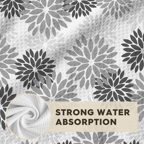 12x12 Inch Set 2 Artoid Mode Grey Dahlia Floral Kitchen Dish Cloths, Quick Dry Microfiber Dishcloths for Kitchen