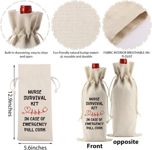 Nurses Gifts for Women Wine Bag, Cool Gifts for Nurses, Nurses Day Wine Bag, Nurses Retirement Appreciation Birthday Graduation Gifts Wine Bottles Gifts, Nurse Survival Kit Wine Bag