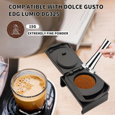 Reusable Coffee Capsule Adapter for Dolce Gusto edgLUMIO DG325 Machine with 41mm Tamper