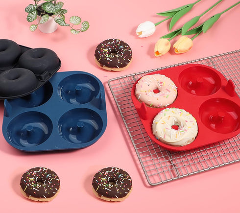 Webake Silicone Air Fryer Donut Pan, 4-Cavity Nonstick Donut Mold, Set of 3