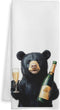 WOTYPU Black Bear Gifts Kitchen Bar Towels, Bears Lovers Gifts Dish Tea Towel,