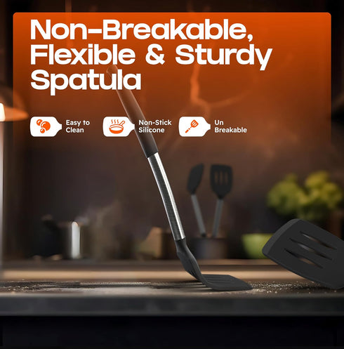 Silicone Spatula Set - Turner Spatulas Silicone Heat Resistant 600°F for Cooking Fish, Eggs, Pancakes Flipper