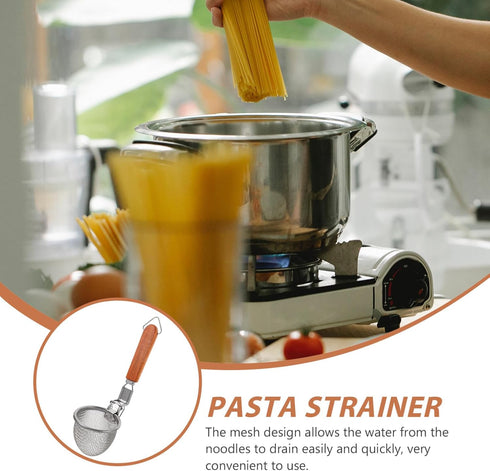 Kichvoe Stainless Steel Noodle Strainer, Fine Wire Mesh Pasta Basket for Cooking, Frying, and Dumplings