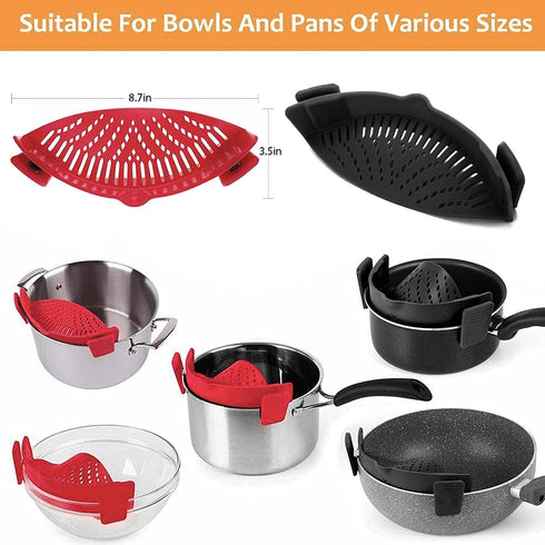 2 Pcs Clip on Strainer, Pot Strainer for Pasta Meat Vegetables Fruit, Silicone Strainer - Fit All Pots and Bowls by Qiunizadila