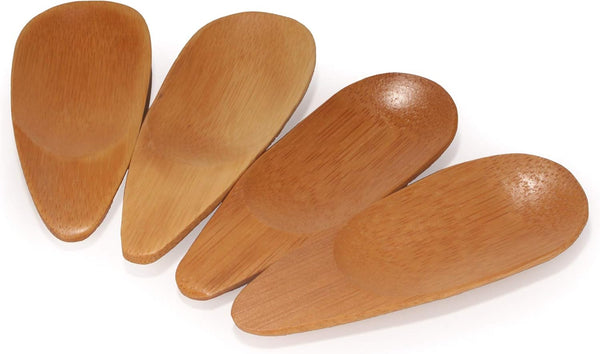 BambooMN Small Solid Bamboo Oval Scoop, 4", 30pcs