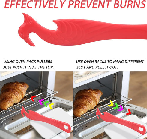 Oven Rack Push Pull Tool 2-Pack, 11 Inch Puller Stick Tool, Longer Handle for Oven, Toaster Oven, Air Fryer