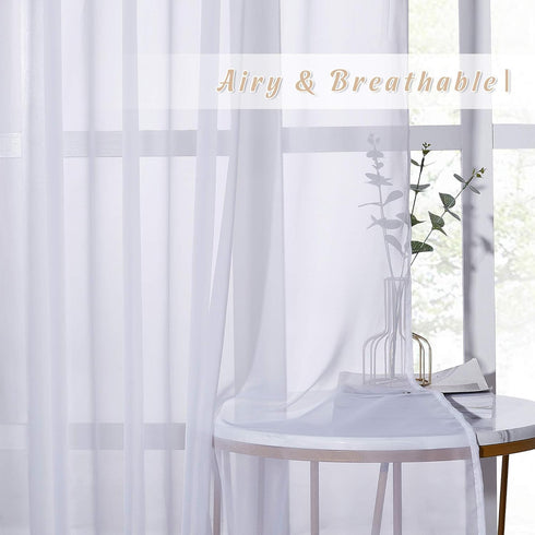 NICETOWN Sheer Curtains for Patio Door, Grommet Voile Texture Lightweight Window Drapes, 1 Piece, W70 x L63, White
