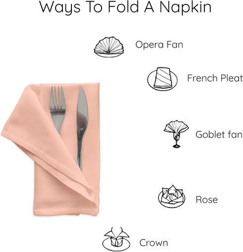 Encasa Cotton Cloth Napkins | Set of 12 | Peach Solid Color | Size 17"x17" | Machine Washable