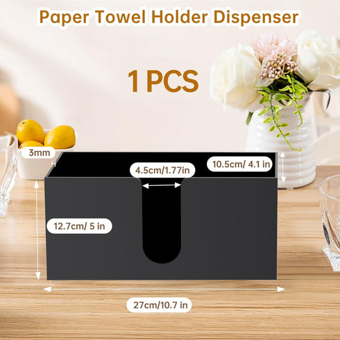 Countertop Countertop(3mm) Acrylic Paper Towel Holder, Black Acrylic Napkin Holder, Paper Towel Dispenser for C-fold