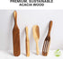 Mad Hungry Spurtle 4pc Set, As Seen on TV, Acacia Premium Wood Cooking Utensils for Non Stick Cookware, Baking, and More