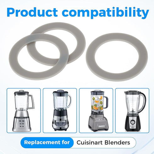 3Pcs Blender Gasket Rubber Seal O-Ring CUCB-456-3 - Replacement for Cuisinart Blenders BFP703, SPB-7, CB8, CB9