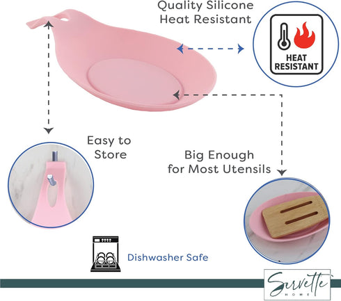 Pink Silicone Spoon Rest for Kitchen Spoon Holder
