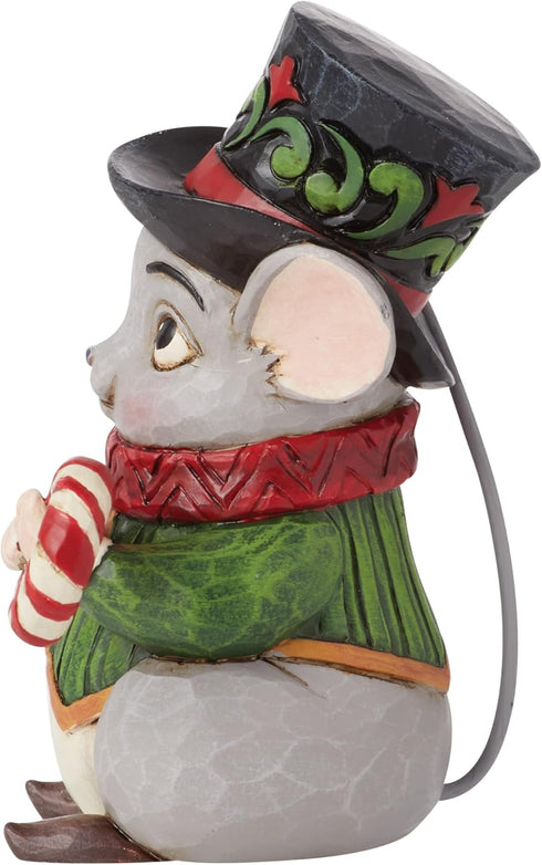 Enesco Jim Shore Heartwood Creek Christmas Mouse with Top Hat Miniature Figurine, Hand Painted Collectible, 3.74 Inch