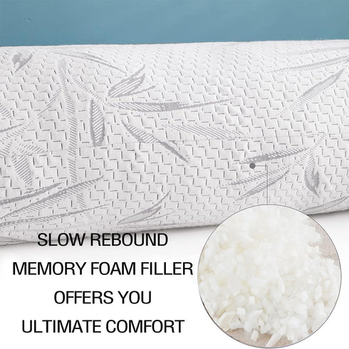 WhatsBedding Memory Foam Body Pillow for Adults with Zipperd Rayon Derived from Bamboo Cover, Breathable Long Pillow