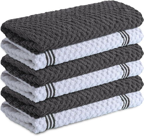 Infinitee Xclusives 100% Cotton Kitchen Towels, 15x25 Inch Ultra Soft Tea Towel, Super Absorbent Terry Dish Towels