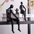 Quoowiit Black Bookshelf Decor Family Sculpture, Abstract Art Ornament Coffee Table Decor,