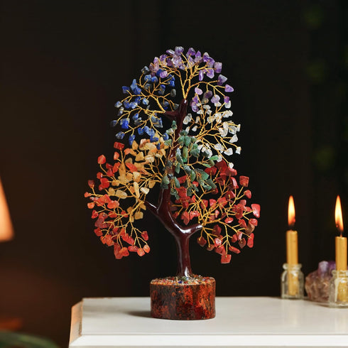 7 Chakra Tree of Life, Crystal Tree for Positive Energy, Healing Crystals and Stones, 10-12"