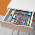 Kitchen Bamboo Silverware Organizer, Drawer Utensil Holder with Grooved Dividers for Flatware, 7 Slot, Grey
