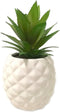 White Porcelain Pineapple Faux Plant, 7.8" Artificial Succulent Potted Decoration for Home Office Bathroom