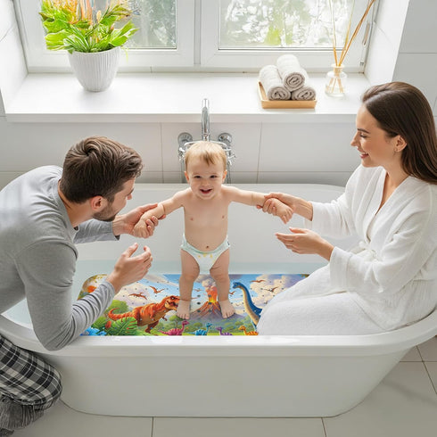 Elisstaence 40"x16" Upgrade Cartoon Baby Bath Mat Non Slip - Extra Long Bathtub Mat for Baby Eco Friendly Durable Bath
