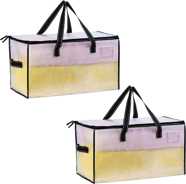 VENO 2 Pack Moving Bags, Comforter and Blanket Storage Bags, Foldable Heavy-Duty Tote with Window, Clear, 2 Pack