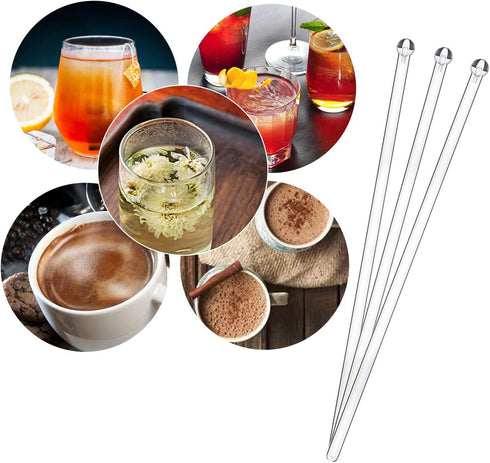 Aboat 120 Pieces 7.3 Inch Plastic Round Top Swizzle Sticks, Crystal