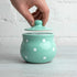 City to Cottage Ceramic Sugar Bowl with Lid - 10oz Sugar Container for Coffee Bar, Handcrafted Turquoise Blue