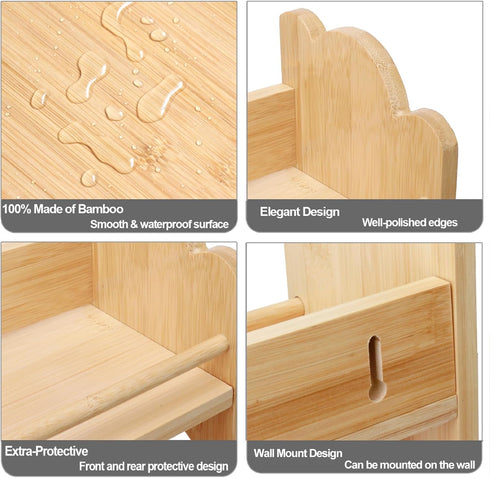 3 Counter Tier Bamboo Spice Rack, Spice Rack Organizer, Seasoning Jars Rack Shelf Spice Organizer for Kitchen or Wall