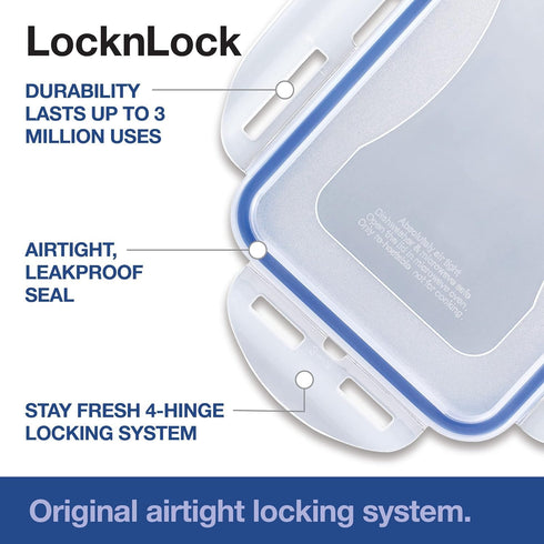 LOCK & LOCK Easy Essentials Food Storage Containers, BPA Free, 54 Ounce, Clear