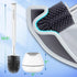 BOOMJOY Toilet Brush and Holder Set, Silicone Toilet Bowl Cleaner with Tweezers, Bathroom Accessories - White