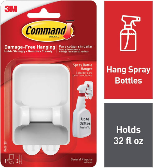 Command Spray Bottle Hangers, White/Gray, 2