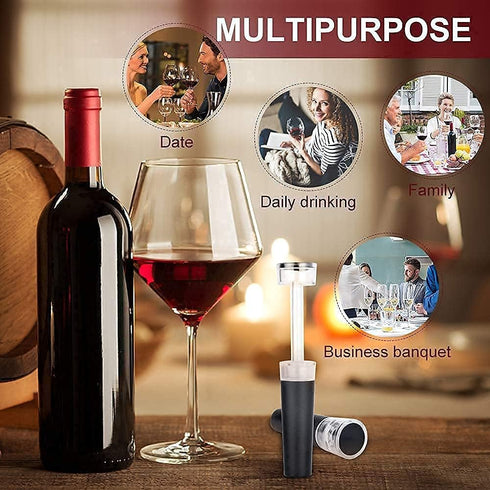 6 Pack Vacuum Wine Stopper, Reusable Silicone Caps, Air Remover Corks, Leakproof Wine Bottle Sealer for Wedding