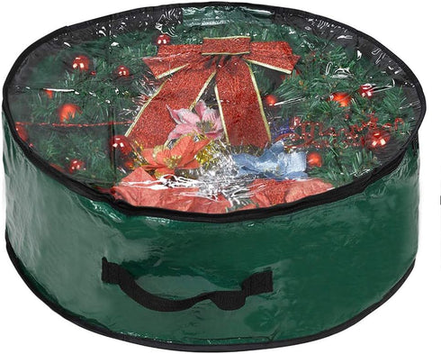 Propik Christmas Wreath Storage Bag - 30" Holiday Container with Clear Window, Tear Resistant Fabric