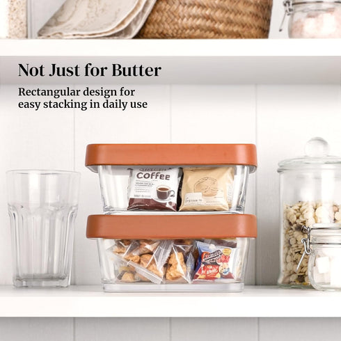 3 2-in-1 Countertop, Safe-Cozy DOWAN Glass Butter Dish with Ceramic Lid, Large Butter Container for Sticks, Butter Dish