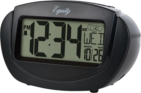 Equity by La Crosse LCD Alarm Clock, Insta-Set, Black, Model 31022