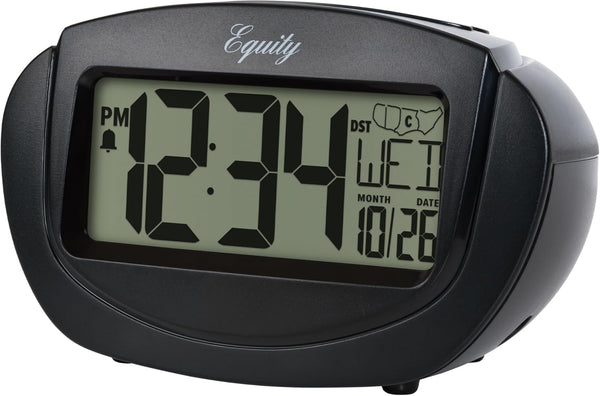 Equity by La Crosse LCD Alarm Clock, Insta-Set, Black, Model 31022