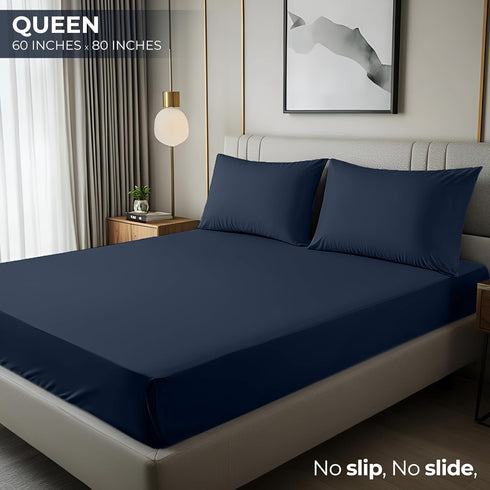 Utopia Bedding Queen Fitted Sheet - Navy - Deep Pocket - Soft Microfiber - 1 Bottom Sheet Only