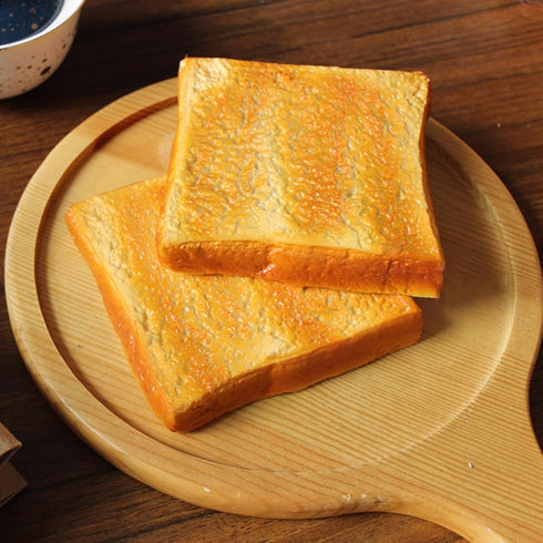2PCS 4.33 Inches Artificial Simulation Bread Fake Toast Slice Lifelike Toast Faux Bread Realistic Food Model for Home