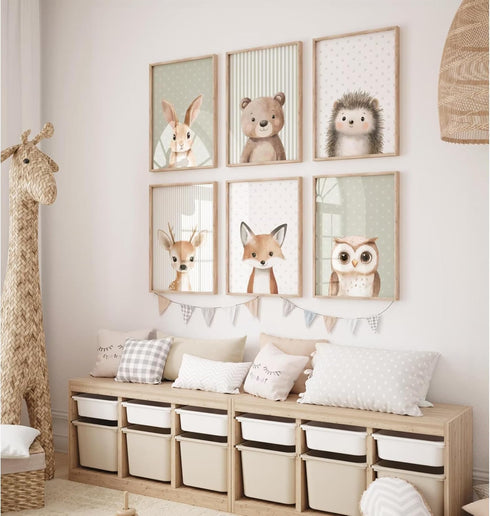Tanmart 8x10x6 Inch Woodland Animal Nursery Wall Art Decor Baby Kids Canvas Poster Safari Animal Wall Decor Jungle