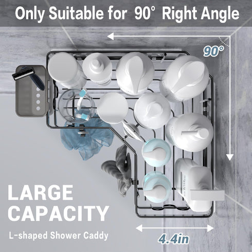 2 Pack 90 AKTECKE Corner Shower Caddy, Adhesive Shower Corner Organizer Shelves, No Drilling Stainless Steel Shower