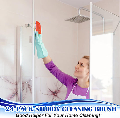 24 Pack Scrub Brushes for Cleaning, Comfort Grip Stiff Bristles Household Cleaning Brushes for Kitchen Bathroom