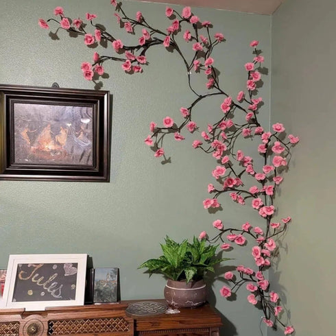 Zyxva 4FT 48 8 Cherry Blossom Vine Lights with Remote, LED Pink Flower Willow Vine Lights for Bedroom Wall Decor, Fairy