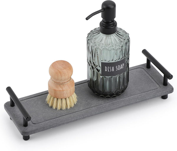 Segbeauty Instant Dry Sink Caddy - Diatomaceous Earth Fast Drying Stone Vanity Tray for Kitchen Countertop