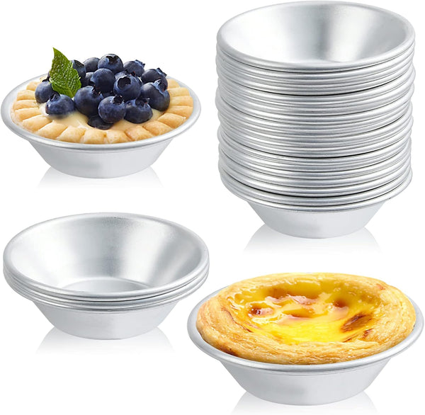 25 Pack Egg Tart Molds, Puto Molder Cookie Steamer Dessert Molds, Small Aluminum Nonstick Pans for Baking
